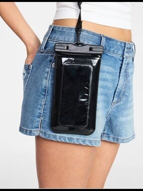 No Boundaries Black Waterproof Phone Pouch with Strap NWT